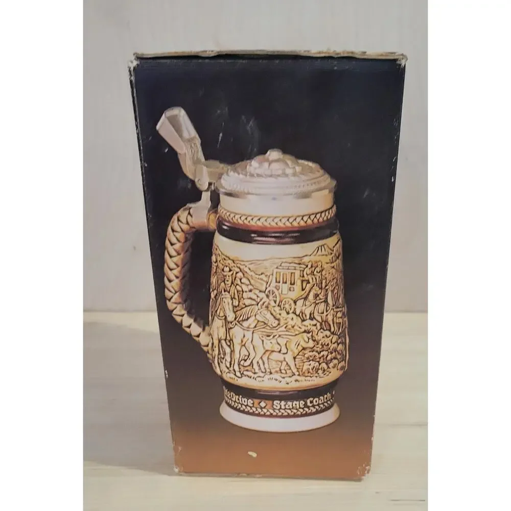 Avon Western Round-Up Ceramic Stein with Wild Country Cologne 1980 Vintage Beer